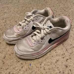 Nike Women's White and Pink Sneakers with Black Accents